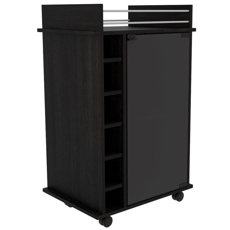 Bowery Hill Glass Door Bar Cart in Espresso