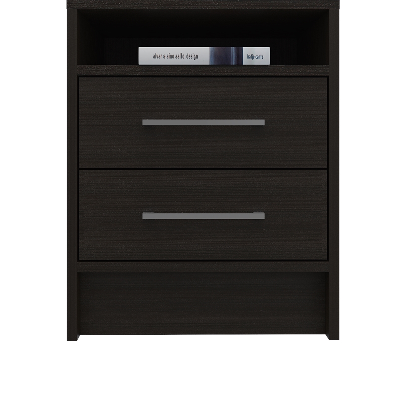 Bowery Hill Wood Black Nightstand Rectangular 19.9