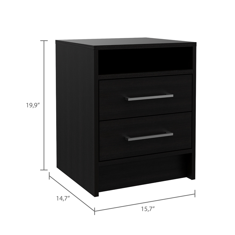 Bowery Hill Wood Black Nightstand Rectangular 19.9