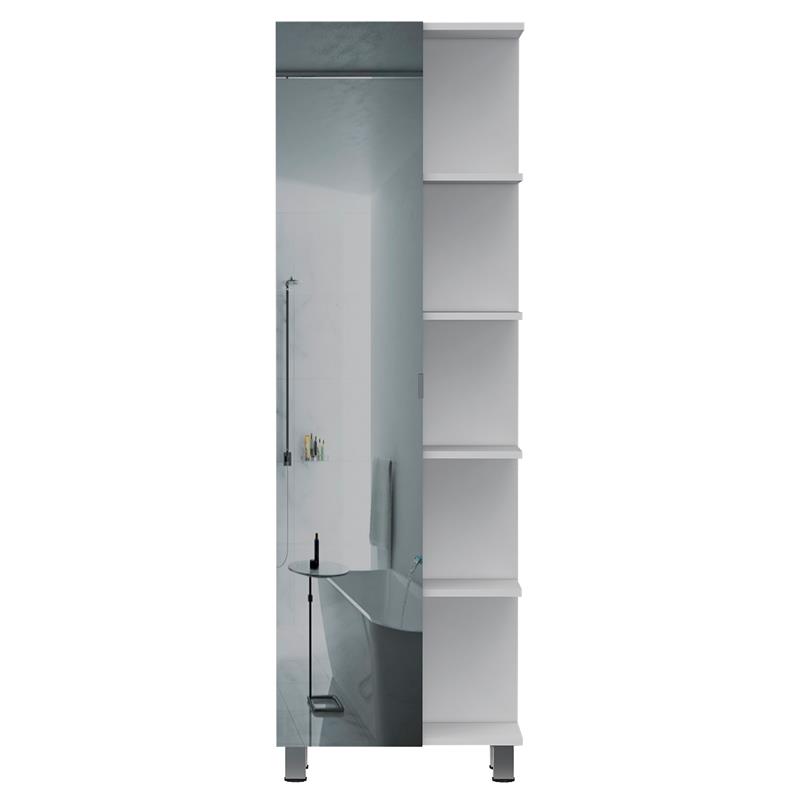 Bowery Hill Linen White Cabinet Rectangular Mirrored 62.2