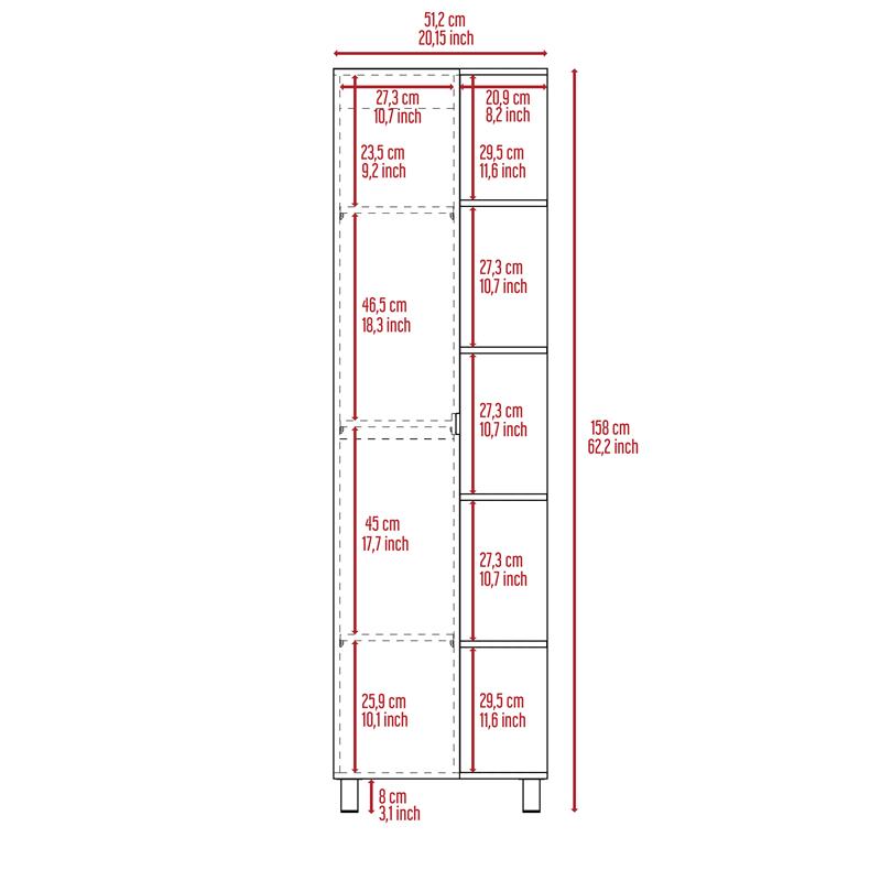 Bowery Hill Linen White Cabinet Rectangular Mirrored 62.2