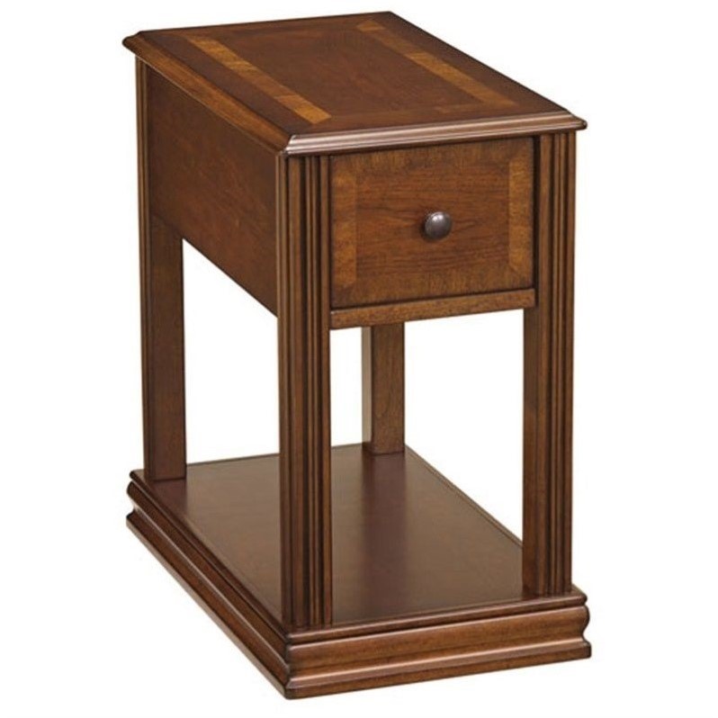 Bowery Hill Contemporary Veneer Wood/Hardwood Solids End Table in Cherry