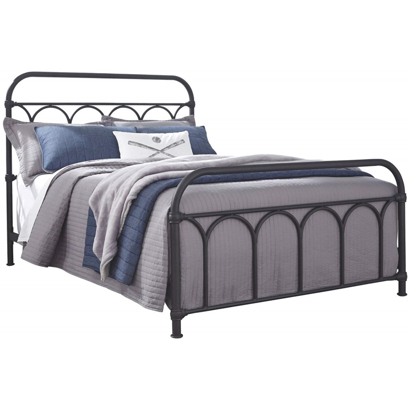 Bowery Hill Full Metal Spindle Bed in Matte Black