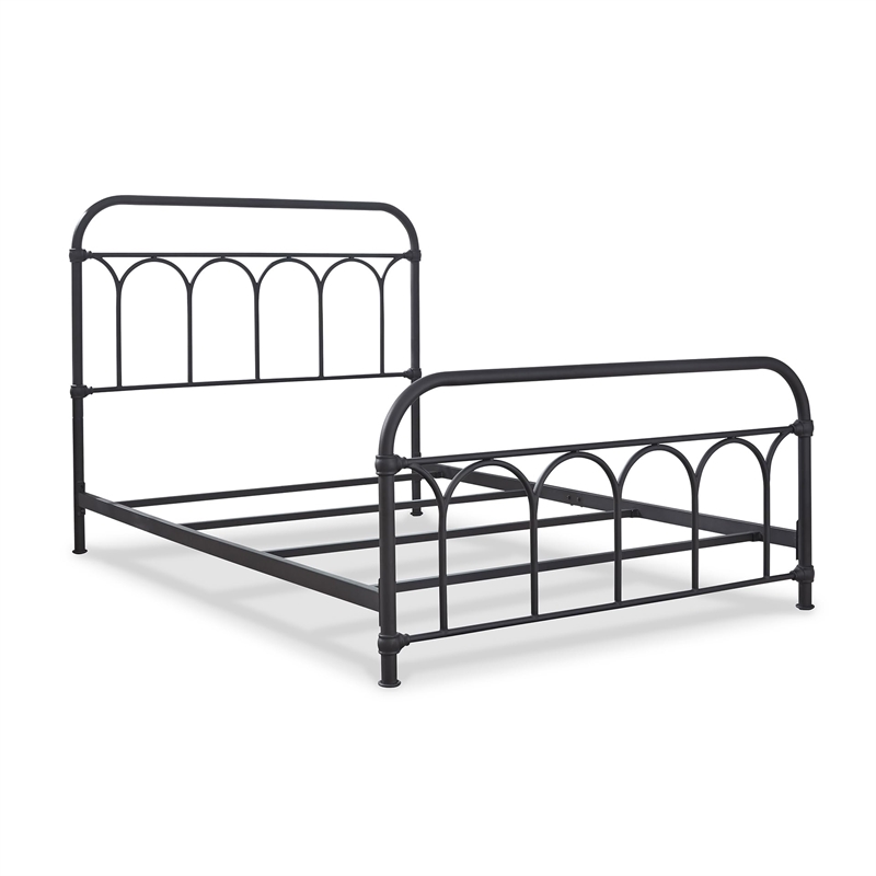 Bowery Hill Full Metal Spindle Bed in Matte Black