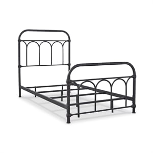 Bowery Hill Metal Matte Black Twin Bed Rectangular 50&quotH x 43&quotW x 79&quotD