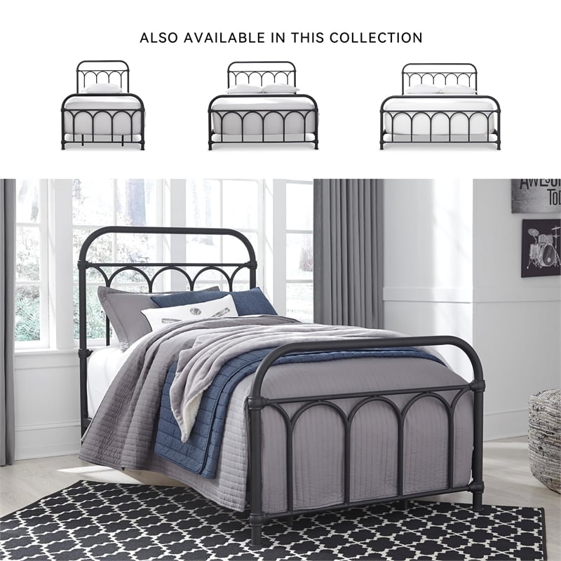 Bowery Hill Metal Matte Black Twin Bed Rectangular 50