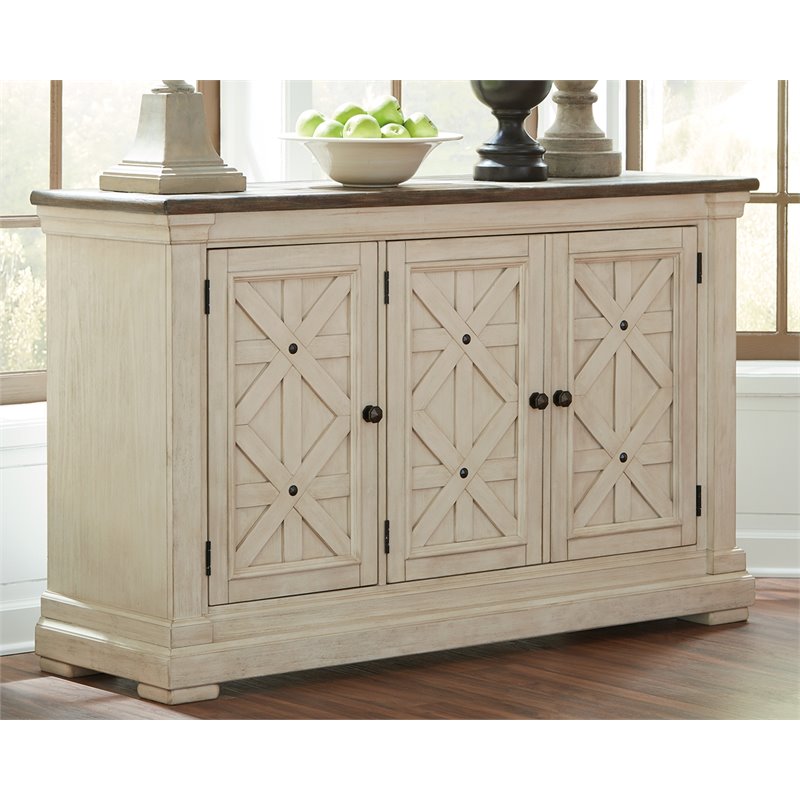 Bowery Hill Server in Antique White and Weathered Oak