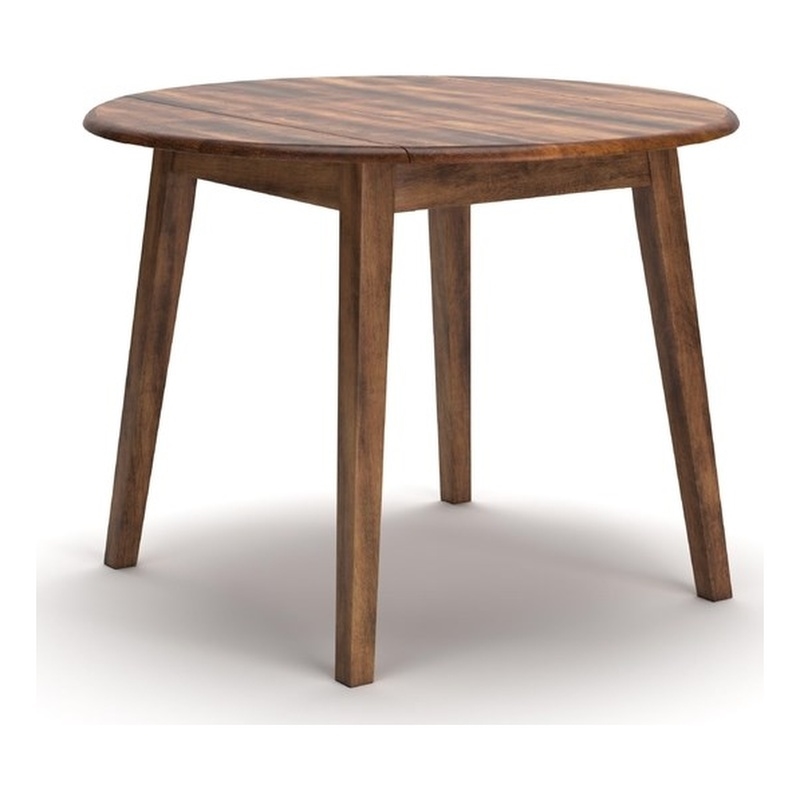 Bowery Hill Wood Rustic Brown Dining Table Round Space-Saving 42