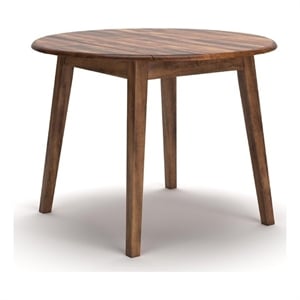 Bowery Hill Wood Rustic Brown Dining Table Round Space-Saving 42&quot Unassembled