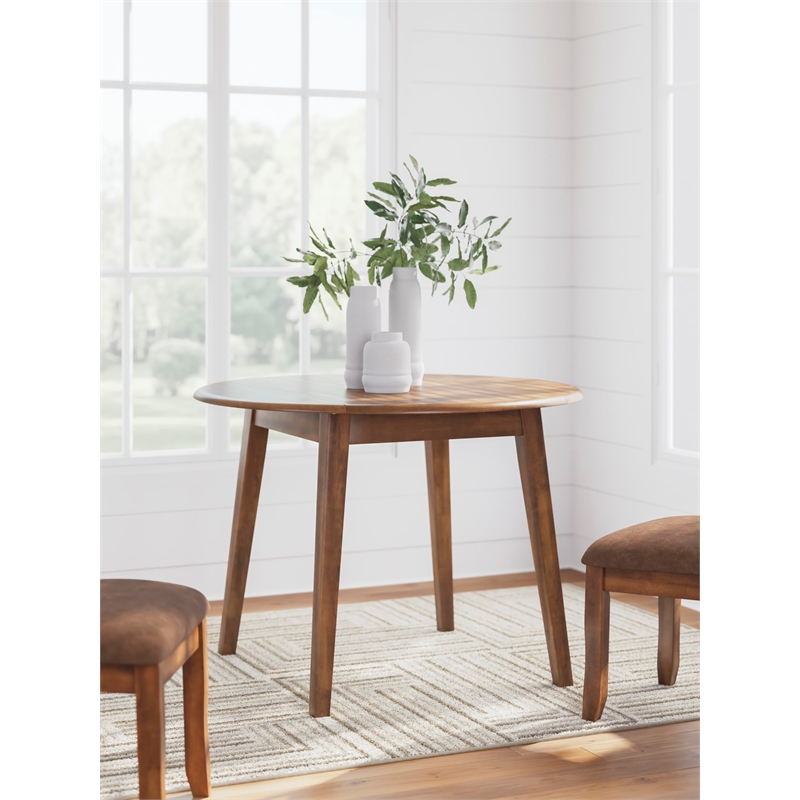 Bowery Hill Wood Rustic Brown Dining Table Round Space-Saving 42