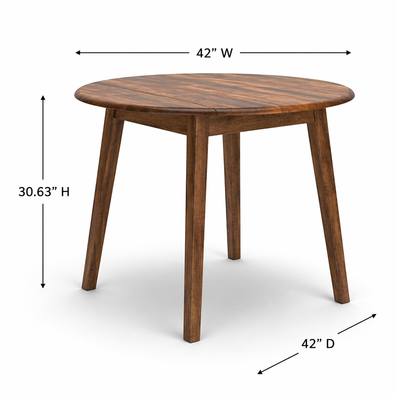 Bowery Hill Wood Rustic Brown Dining Table Round Space-Saving 42
