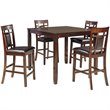 Bowery Hill Faux Leather Brown Counter Height Dining Set Rectangular Cushioned Backs Unassembled