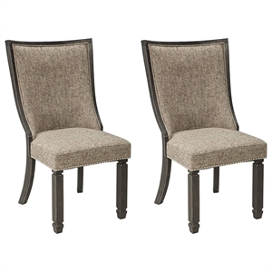 Bowery Hill Solid Wood Grayish Brown and Black Dining Side Chair Upholstered 40.75&quot H x 23&quot W x 24&quot D
