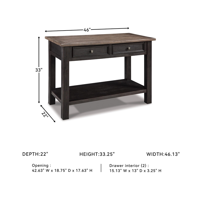 Bowery Hill 2 Drawer Console Table in Grayish Brown