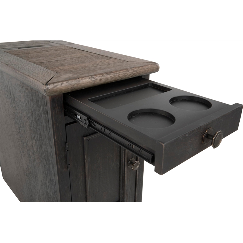 Bowery Hill Storage End Table with USB Ports in Gray