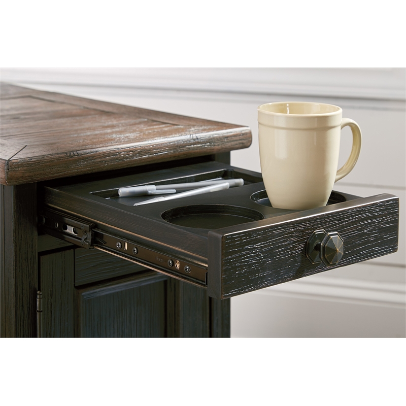 Bowery Hill Storage End Table with USB Ports in Gray