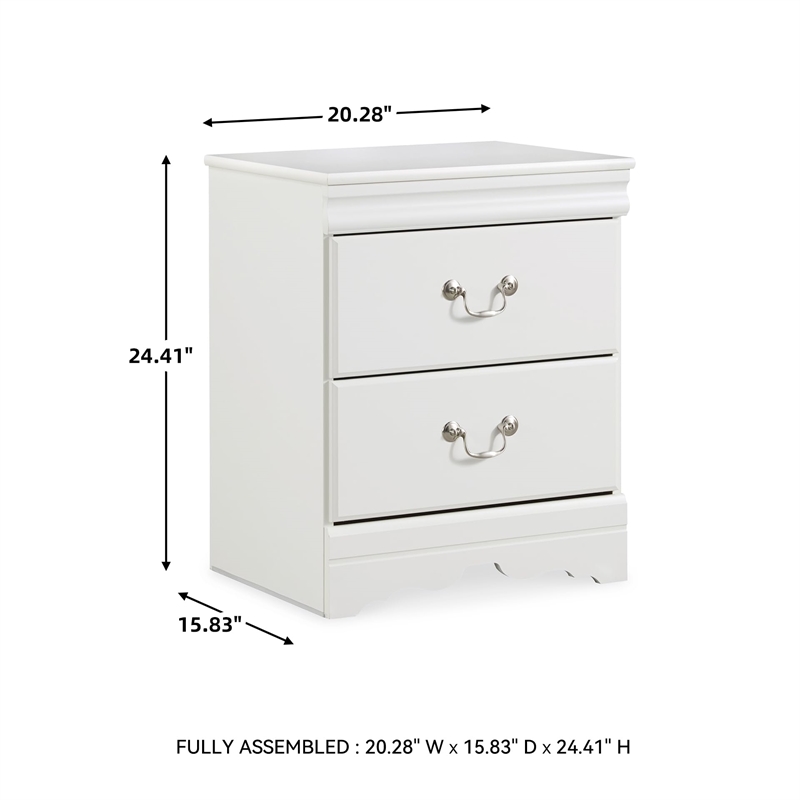 Bowery Hill 2 Drawer Nightstand in White