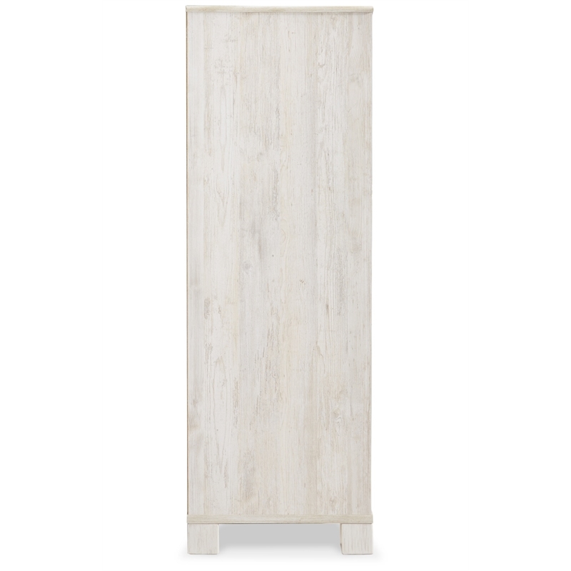 Bowery Hill 5-Drawers with Sliding Door Bedroom Chest in White Wash