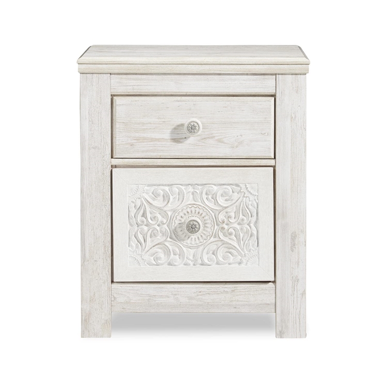 Bowery Hill 2 Drawer Nightstand in Whitewash