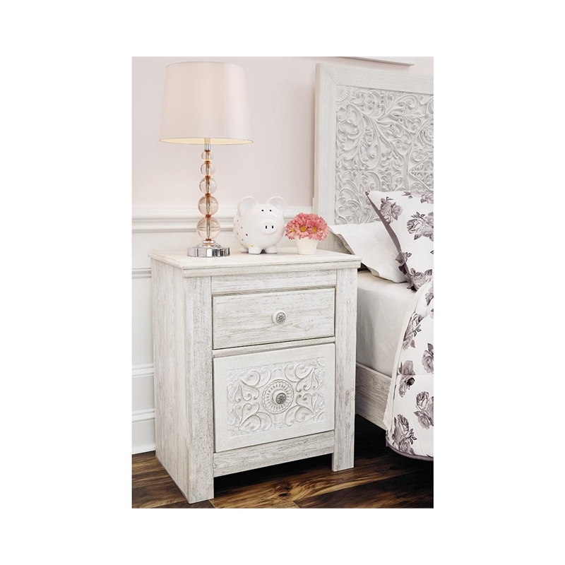 Bowery Hill 2 Drawer Nightstand in Whitewash
