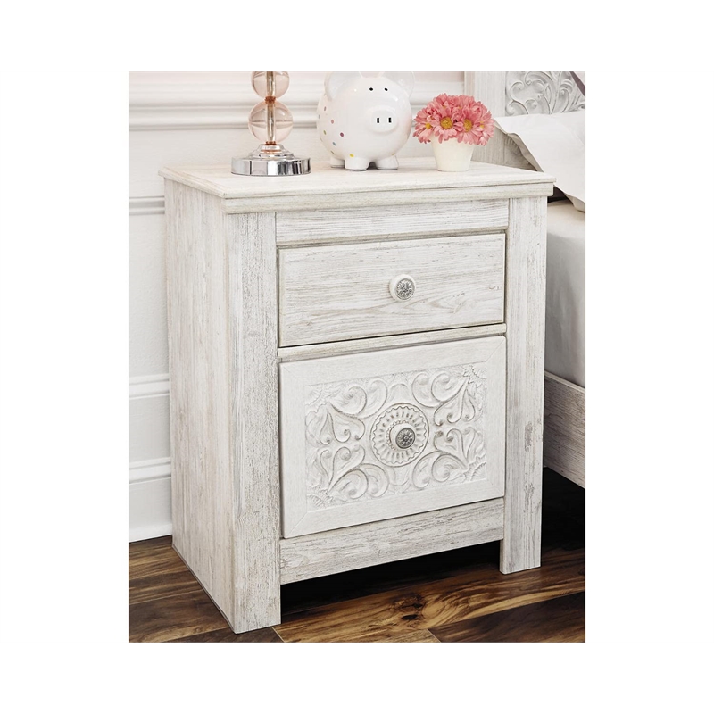 Bowery Hill 2 Drawer Nightstand in Whitewash