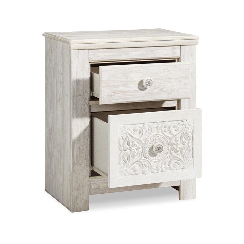 Bowery Hill 2 Drawer Nightstand in Whitewash