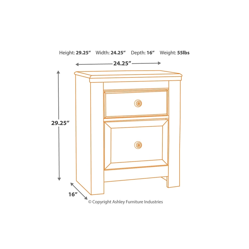 Bowery Hill 2 Drawer Nightstand in Whitewash