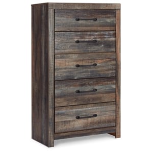 Bowery Hill 5 Drawer 32&quot&quot Chest in Burnt Orange and Teal