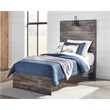 Bowery Hill Engineered Wood King California Bookcase LED Headboard in Brown