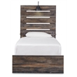 Bowery Hill Engineered Wood King California Bookcase LED Headboard in Brown