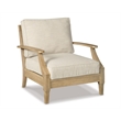 Bowery Hill Eucalyptus Wood Beige Arm Chair Rectangular All-Weather 32