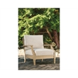 Bowery Hill Eucalyptus Wood Beige Arm Chair Rectangular All-Weather 32