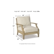 Bowery Hill Eucalyptus Wood Beige Arm Chair Rectangular All-Weather 32