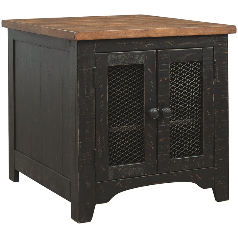 Bowery Hill Wood Vintage Black End Table Rectangular Storage 24