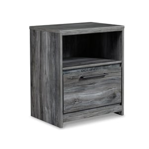 Bowery Hill 1 Drawer Nightstand with USB Ports in Gray