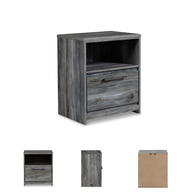 Bowery Hill 1 Drawer Nightstand with USB Ports in Gray