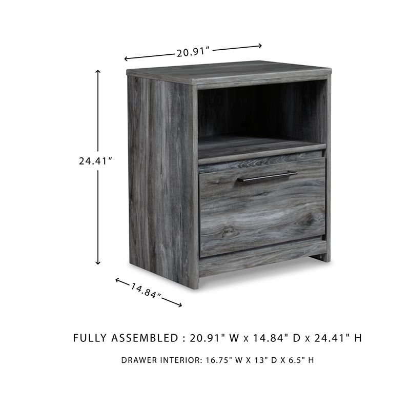Bowery Hill 1 Drawer Nightstand with USB Ports in Gray