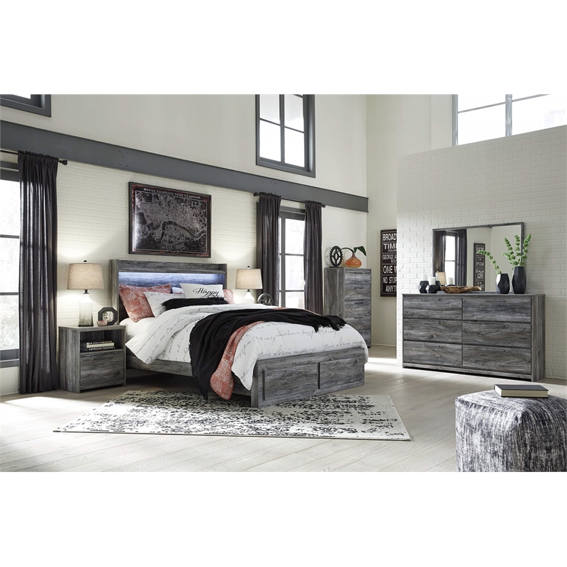 Bowery Hill 1 Drawer Nightstand with USB Ports in Gray