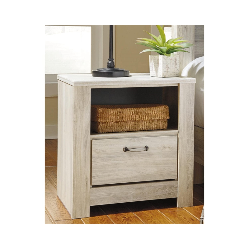 Bowery Hill 1 Drawer Nightstand with USB Ports in White