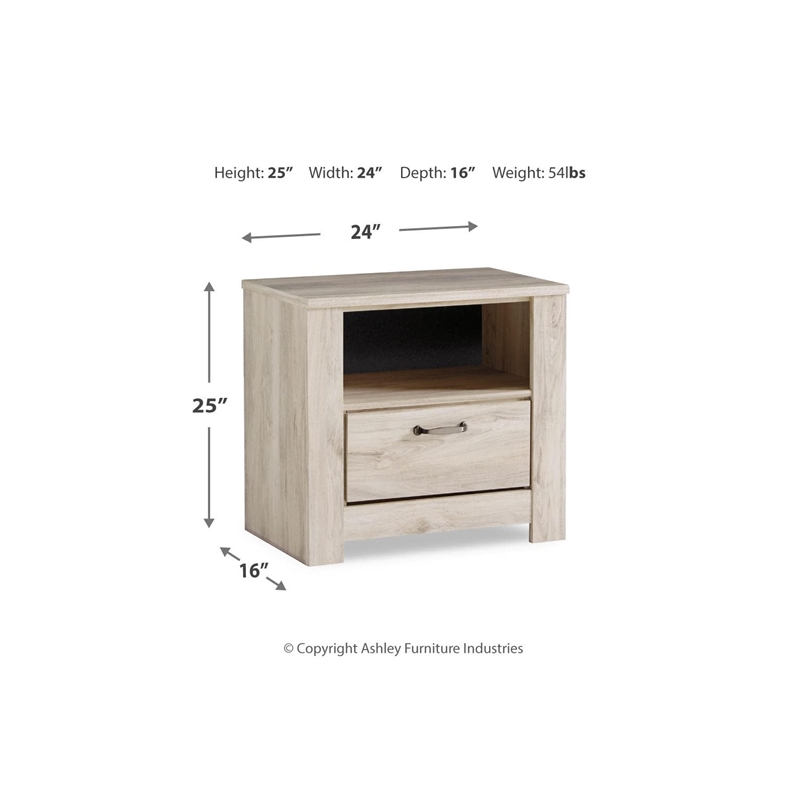 Bowery Hill 1 Drawer Nightstand with USB Ports in White
