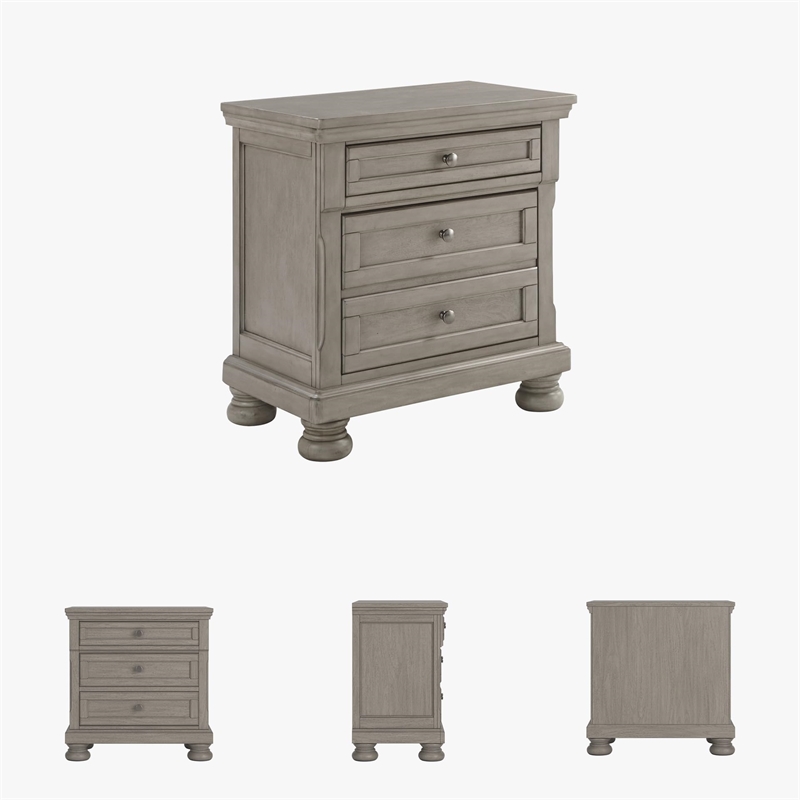 Bowery Hill 2 Drawer Nightstand in Light Gray