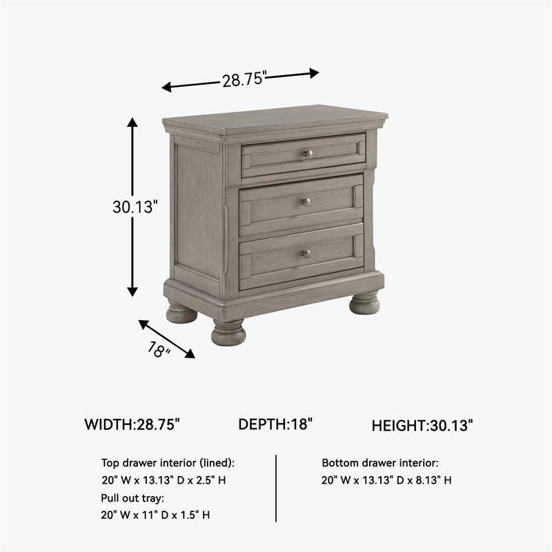 Bowery Hill 2 Drawer Nightstand in Light Gray