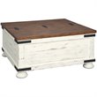 Bowery Hill Veneers Vintage White Coffee Table Square Hinged Lift-Top Design 36