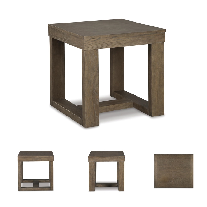 Bowery Hill Ash Veneers Grayish Brown End Table Square 24