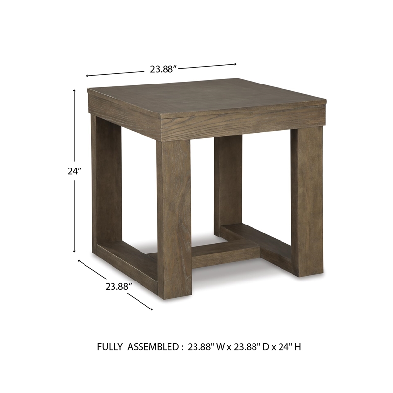 Bowery Hill Ash Veneers Grayish Brown End Table Square 24