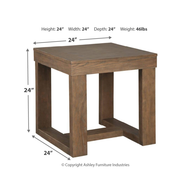 Bowery Hill Ash Veneers Grayish Brown End Table Square 24