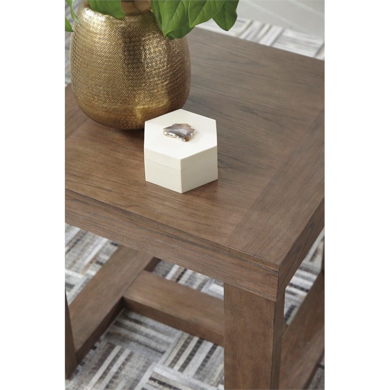 Bowery Hill Ash Veneers Grayish Brown End Table Square 24