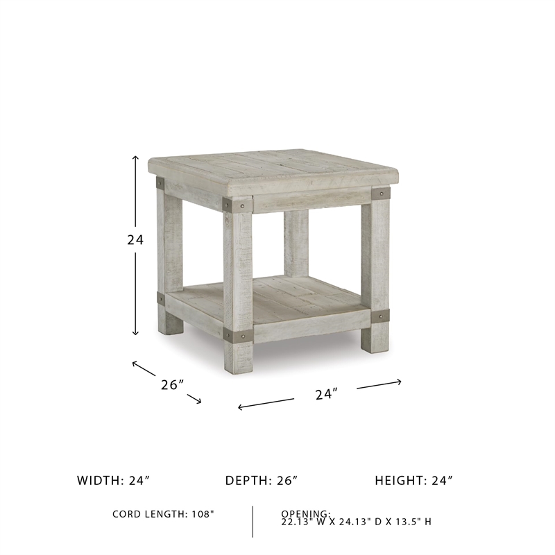 Bowery Hill End Table in Whitewash and Gray