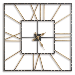 Bowery Hill Metal Wall Clock in Black and Gold
