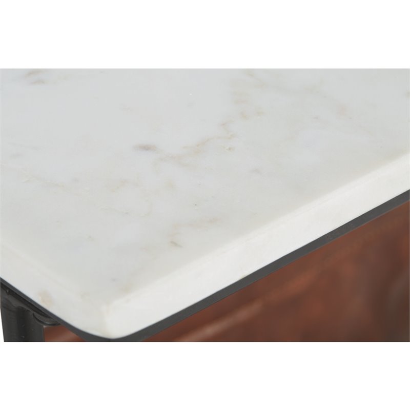Bowery Hill Accent Table in Brown and Black and White